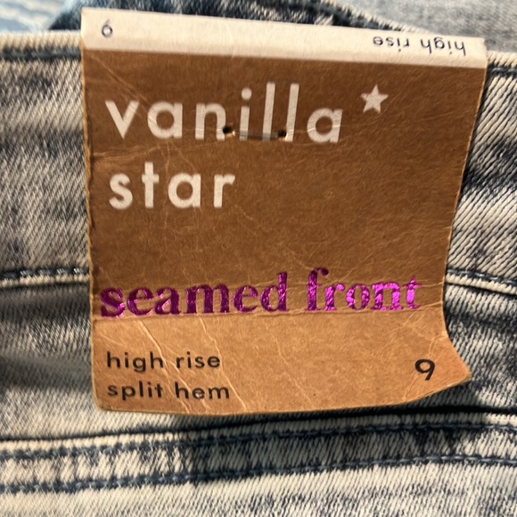 Vanilla Star juniors size 9 seamed front high rise split denim jeans - Picture 2 of 13